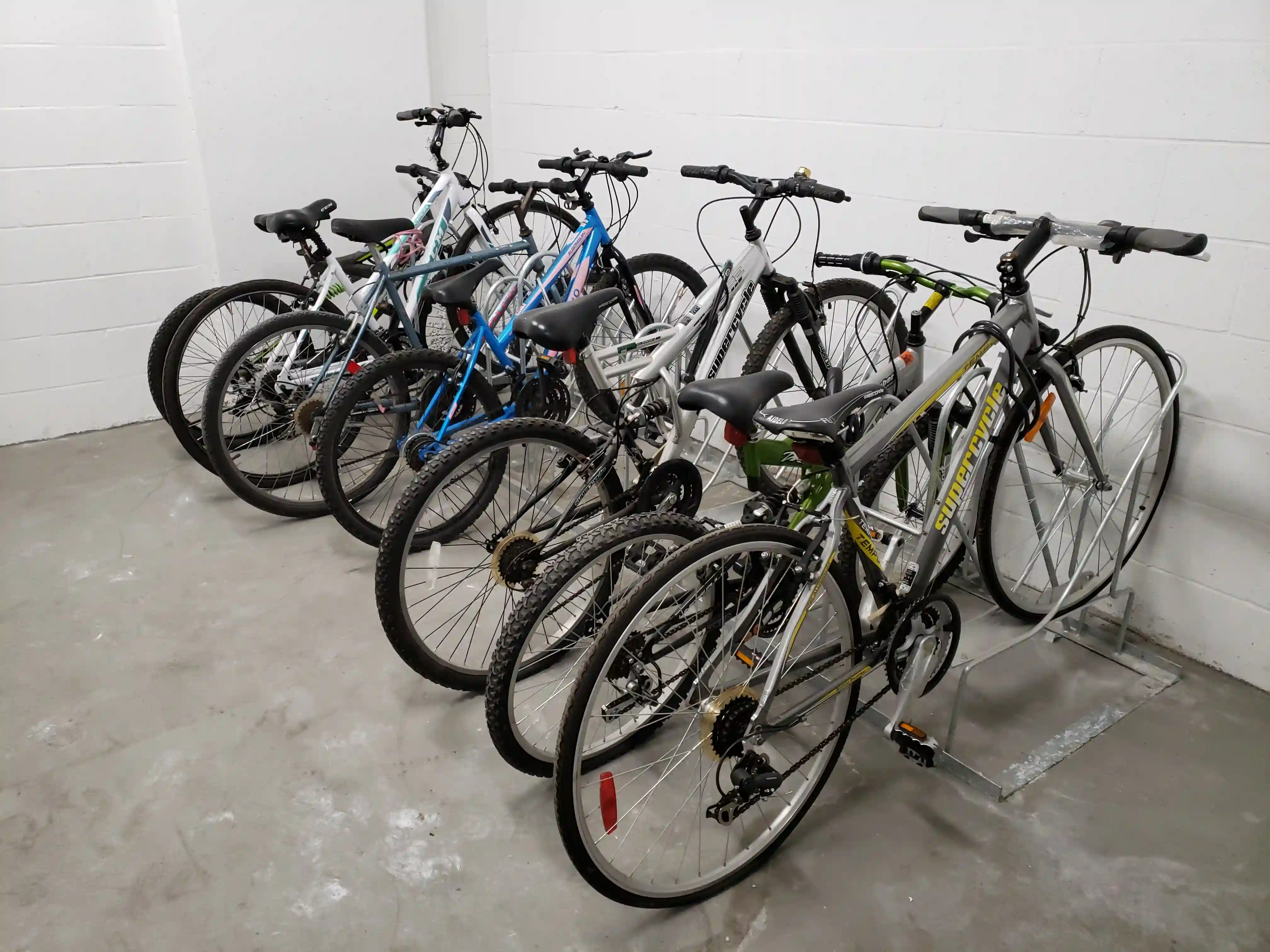 Commercial bicycle parking rack installed at High Park in Toronto.