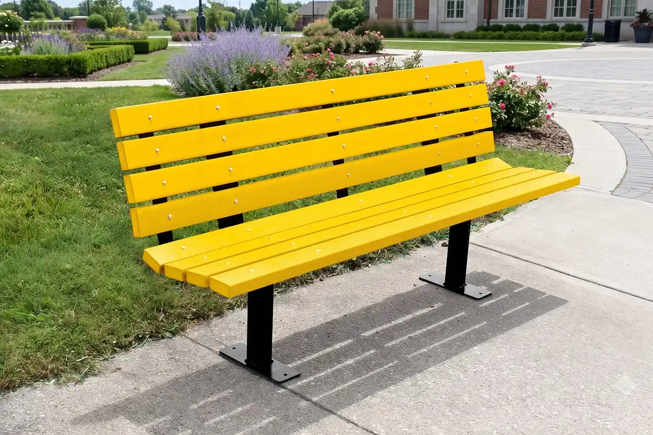 Yellow Contour Cancer Awareness Bench