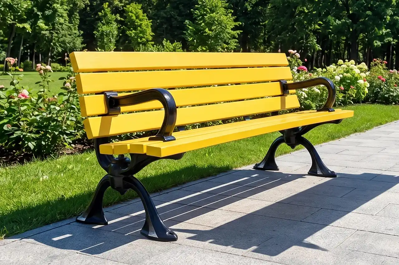 Yellow Riverside Cancer Awareness Bench